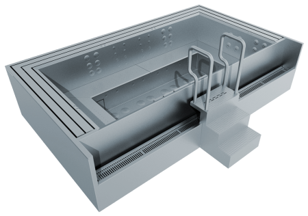 Гидромассажный бассейн GRANDO из нержавеющей стали Гидромассажный бассейн GRANDO из нержавеющей стали